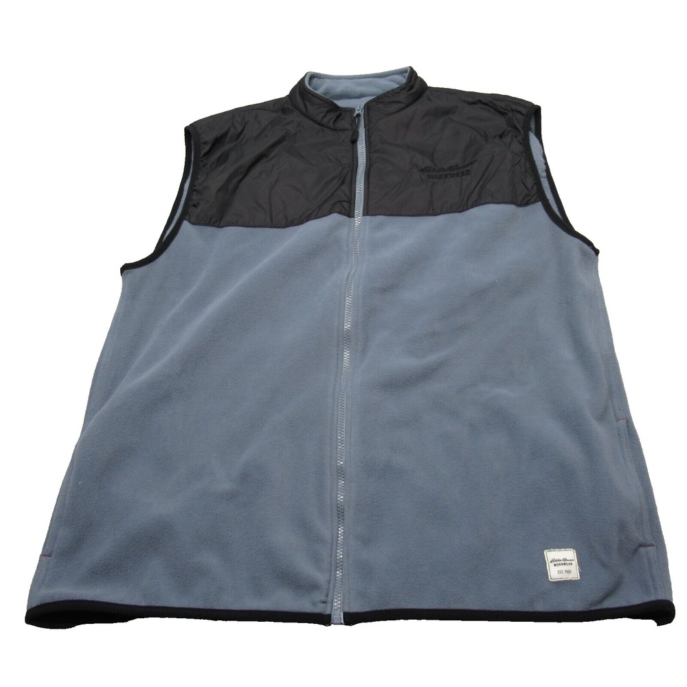 Eddie Bauer Workwear Vest Men XL Blue Foreman Fit Colorblock Pockets Full Zip